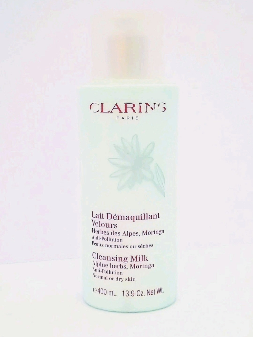 Clarins Cleansing Milk Alpine Herbs Moringa 13.9 oz 400mL Normal Dry Skin NEW